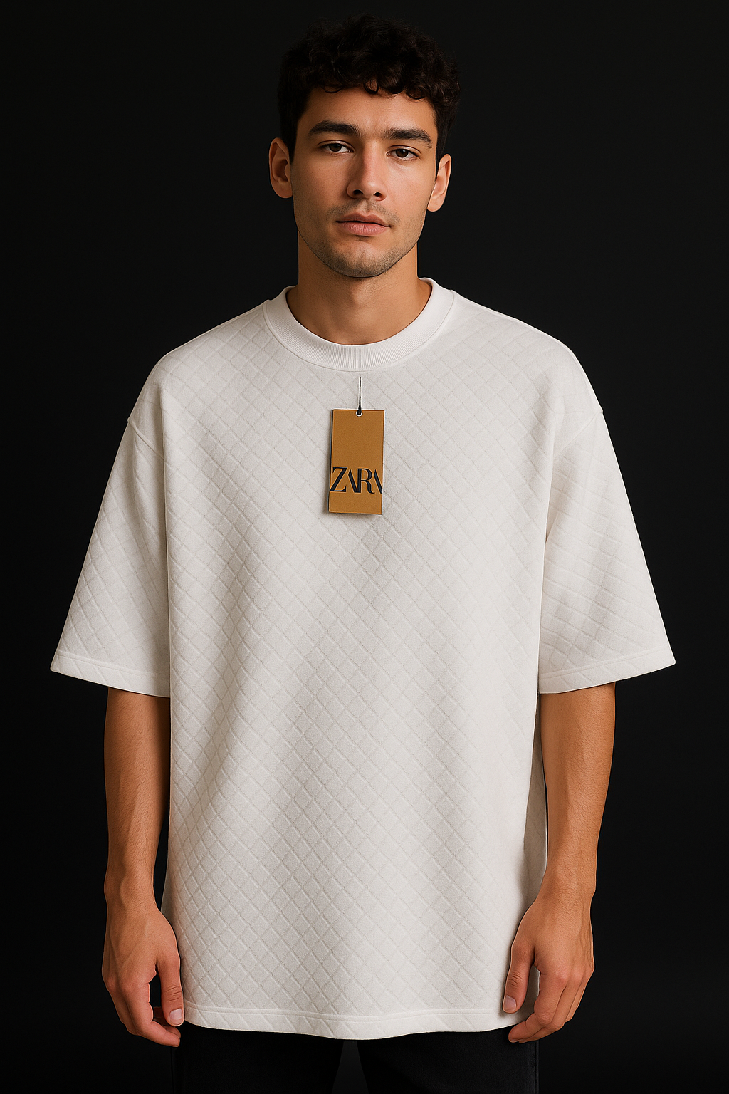 White Textured Over-Sized T-Shirt